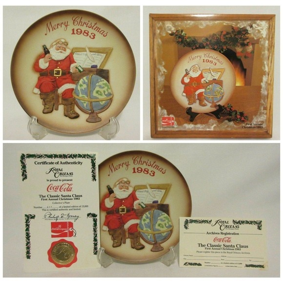 1983 Coca Cola Christmas Santa Collector Plate Royal Orleans First Annual #217 - Picture 1 of 12
